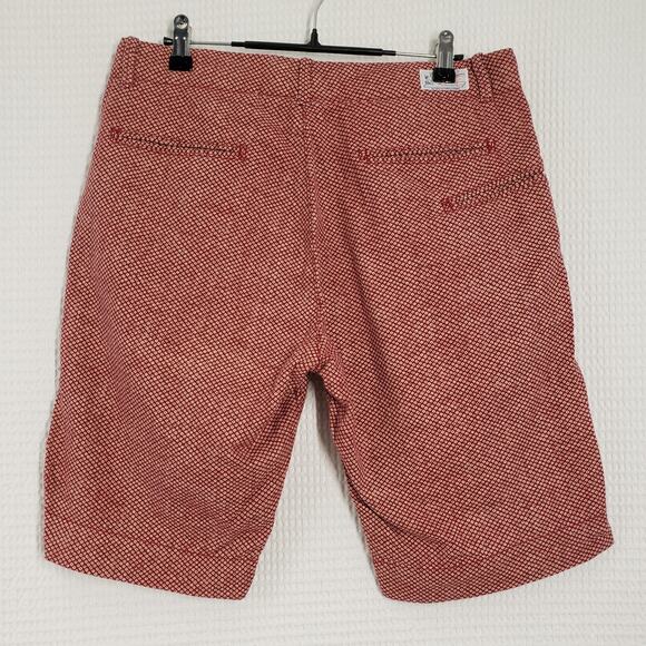Garbstore Chino Shorts Mens 32 Red Pattern 10" Luxury Cotton Summer Japan London - Picture 12 of 16